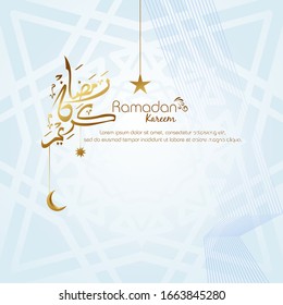 Ramadan kareem, Islamic design with arabic calligraphy isolated on white background.
 - Translation of arabic calligraphy : Ramadan Kareem.
