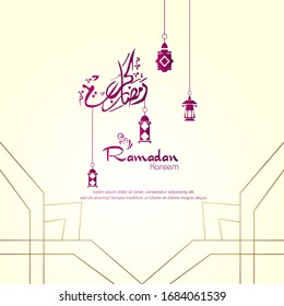 Ramadan kareem, Islamic design with arabic calligraphy and pattern isolated on white background.
 - Translation of arabic calligraphy : Ramadan Kareem.