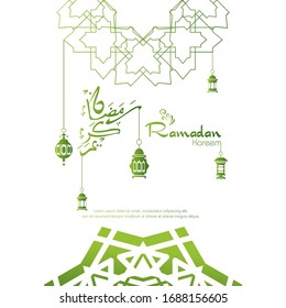 Ramadan kareem, Islamic design with arabic calligraphy and pattern isolated on white background.
 - Translation of arabic calligraphy : Ramadan Kareem.