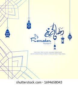 Ramadan kareem, Islamic design with arabic calligraphy and ornament isolated on white background.
 - Translation of arabic calligraphy : Ramadan Kareem.