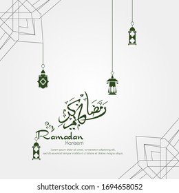 Ramadan kareem, Islamic design with arabic calligraphy and ornament isolated on white background.
 - Translation of arabic calligraphy : Ramadan Kareem.