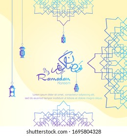 Ramadan kareem, Islamic design with arabic calligraphy and ornament isolated on white background.
 - Translation of arabic calligraphy : Ramadan Kareem.