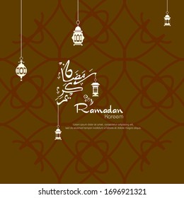 Ramadan kareem, Islamic design with arabic calligraphy and ornament isolated on brown  background.
 - Translation of arabic calligraphy : Ramadan Kareem.