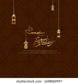 Ramadan kareem, Islamic design with arabic calligraphy and ornament isolated on brown  background.
 - Translation of arabic calligraphy : Ramadan Kareem.