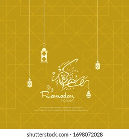 Ramadan kareem, Islamic design with arabic calligraphy and ornament isolated on brown  background.
 - Translation of arabic calligraphy : Ramadan Kareem.