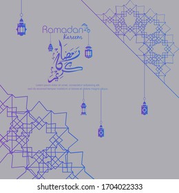 Ramadan kareem. Islamic design with arabic calligraphy and ornament isolated on gray background.
 - Translation of arabic calligraphy : Ramadan Kareem.