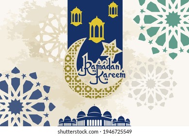 Ramadan Kareem islamic design with  arabic pattern vector illustration. Suitable for greeting card, poster and banner 