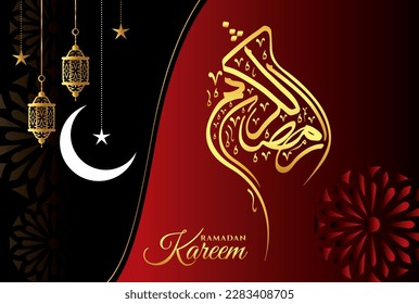Ramadan Kareem islamic design with arabic pattern and calligraphy for menu, invitation, poster, banner, card for the celebration of Muslim community festival
