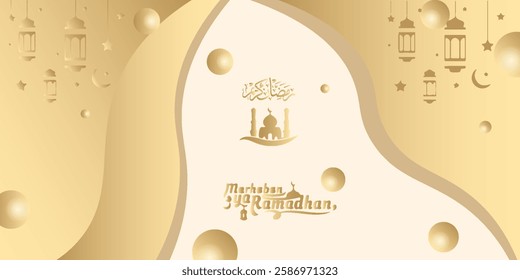 Ramadan kareem, Islamic design with arabic calligraphy and ornament isolated on white background. - Translation of arabic calligraphy : Ramadan Kareem.