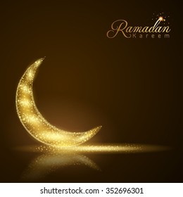 Ramadan Kareem islamic design background greeting glow stars and crescent - Translation of text : Ramadan Kareem - May Generosity Bless you during the holy month