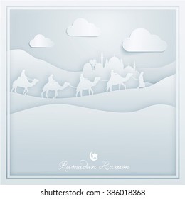 Ramadan Kareem islamic design background greeting card - Translation of text : Ramadan Kareem - May Generosity Bless you during the holy month