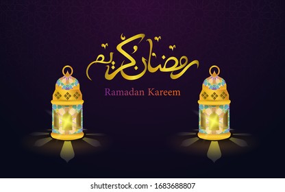Ramadan Kareem. islamic design with calligraphies and lantern