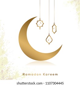 Ramadan Kareem islamic design crescent moon with arabic calligraphy template design