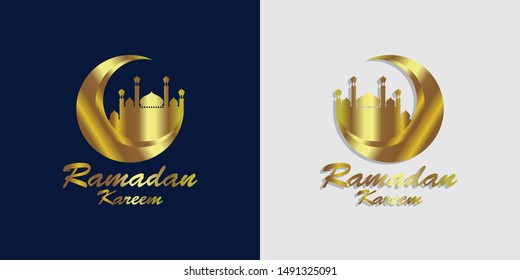 Ramadan Kareem islamic design crescent moon with traditional lantern for islamic greeting background