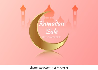 Ramadan Kareem islamic design crescent moon,   ramadan kareem sale promotion