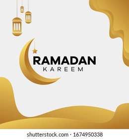 Ramadan Kareem islamic design crescent moon, lantern. greeting card design