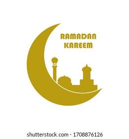 Ramadán Kareem diseño islámico luna creciente y mezquita 