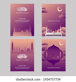 Ramadan Kareem islamischer Moon und Moschee mit arabischem Muster und Kalligrafie