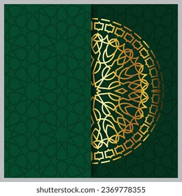 Ramadan Kareem diseño islámico luna creciente y linterna con un patrón árabe y caligrafía