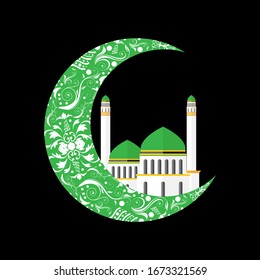 Ramadan kareem islamic design cresent moon and mosque