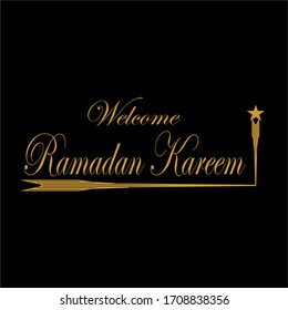 Ramadan Kareem islamic design. Elegant font typography islamic design. welcome ramadan kareem gold design. ramadan kareem typography on black background. ramadan mubarok.