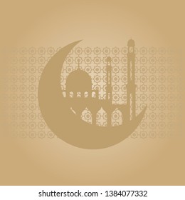 Ramadan Kareem Islamic design illustration vector. Design with Mosque and calligraphy in cream and brown color