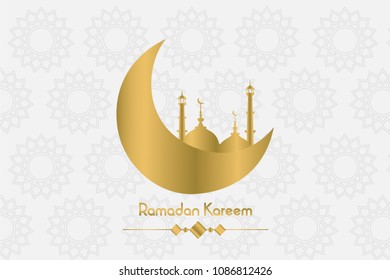 Ramadan Kareem islamic design mosque dome silhouette with arabic pattern 