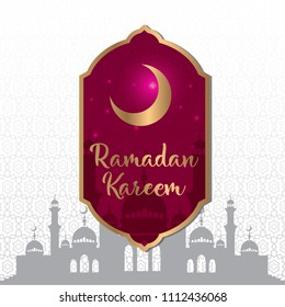
Ramadan Kareem islamic design mosque and pattern silhouettes background, 