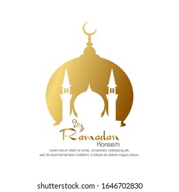 Ramadan Kareem islamisches Design mit Moschee Silhouette für Grußkartenspiel, Poster, Banner und Hintergrund.