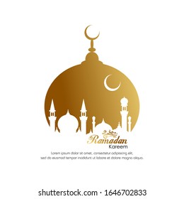 Ramadan kareem islamic design with mosque silhouette for greeting, card, poster, banner and background.