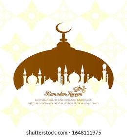 Ramadan kareem islamic design with mosque silhouette for greeting, card, poster, banner and background.