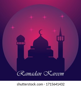 Ramadan kareem islamic design with mosque and moon holy. vector illustration