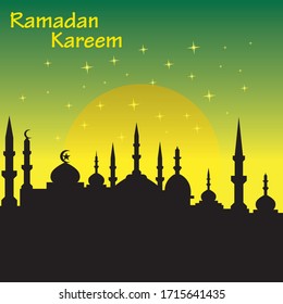 Ramadan kareem islamic design with mosque and moon holy. vector illustration