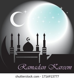 Ramadan kareem islamic design with mosque and moon holy. vector illustration