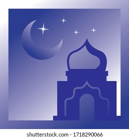 Ramadan kareem islamic design with mosque and moon holy. vector illustration