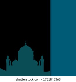 Ramadan kareem, diseño islámico con silueta de mezquita aislada en un fondo negro. 