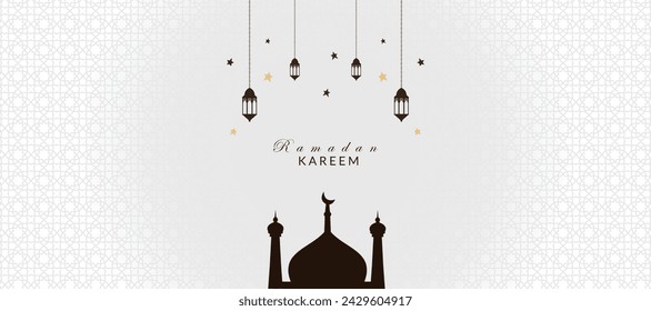 Ramadan kareem islamic design mosque dome silhouette with arabic pattern and calligraphy