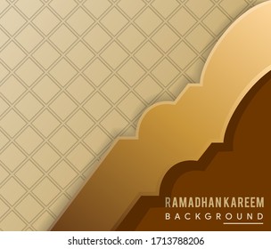 Ramadan Kareem islamic design, on a brown background and islamic geometric pattern. Square pattern shadow. Abstract geometric style.