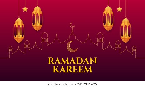 Ramadan Kareem. Ramadan Islamic design template. Banner, poster, greeting card. Vector illustration.