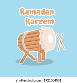Kareem de Ramadán con ilustración vectorial de tambor islámico