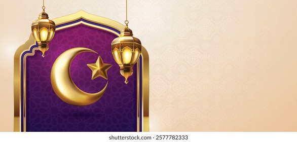 Ramadan Kareem and Islamic Eid Mubarak vector banner background