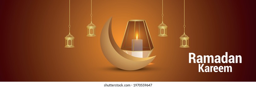 Ramadan kareem islamic festival banner or header with creative illustration