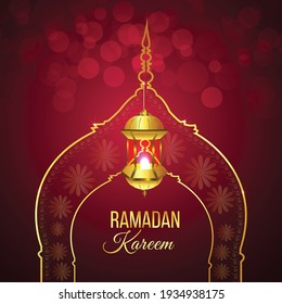 	
Ramadan kareem islamic festival celebration with golden moon and lantern