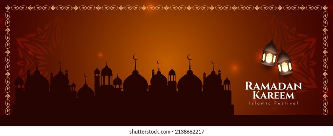 Ramadan Kareem islamic festival celebration cultural banner vector