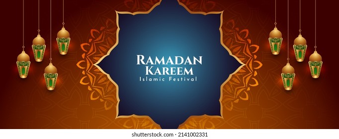 Ramadan Kareem islamic festival celebration cultural banner vector