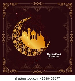 Ramadan Kareem Islamic festival crescent moon background vector