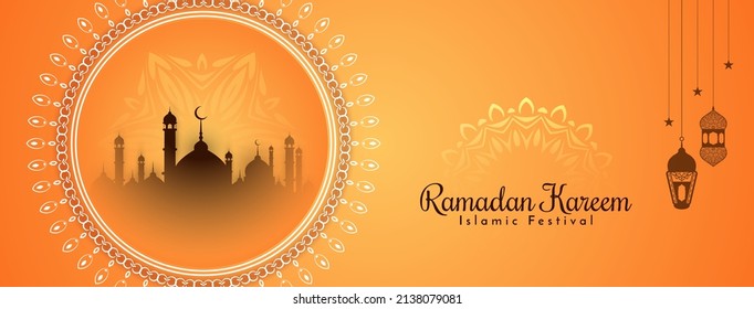 Ramadan Kareem islamic festival elegant decorative banner design vector