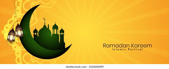 Ramadan Kareem islamic festival elegant decorative banner design vector