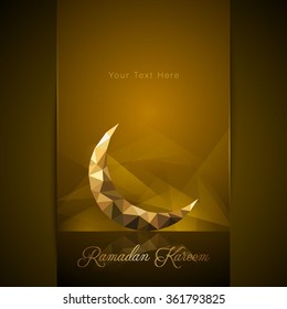 Ramadan Kareem islamic gold crescent greeting background - Translation of text : Ramadan Kareem - May Generosity Bless you during the holy month