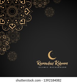 Ramadan Kareem islamic with gold Mandala background